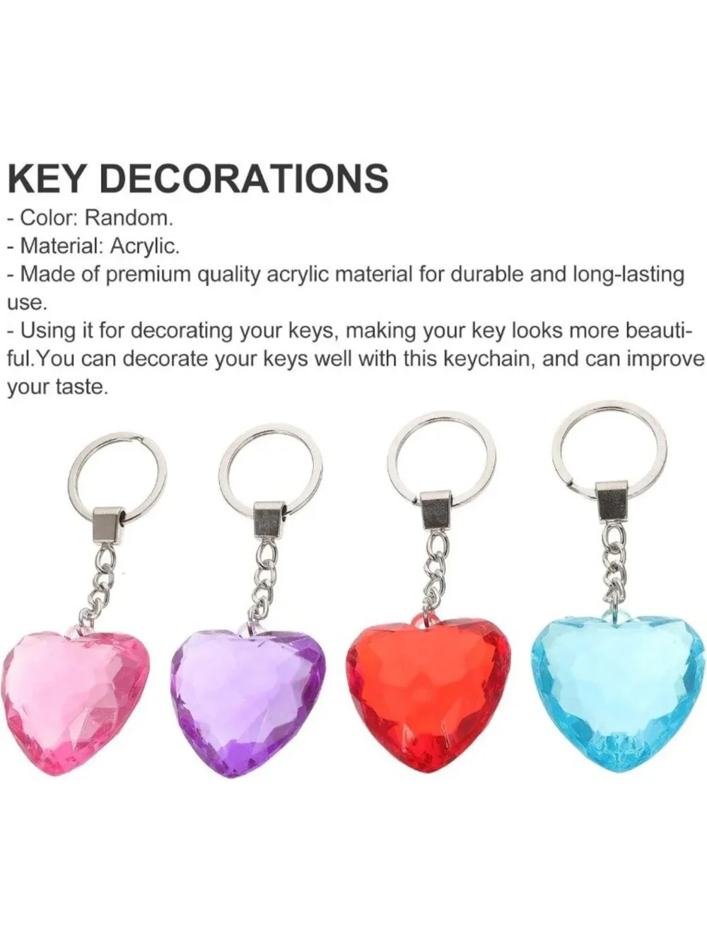 4Pcs Heart-Shaped Keychains for Couples - Crystal Pendant Bag Decor